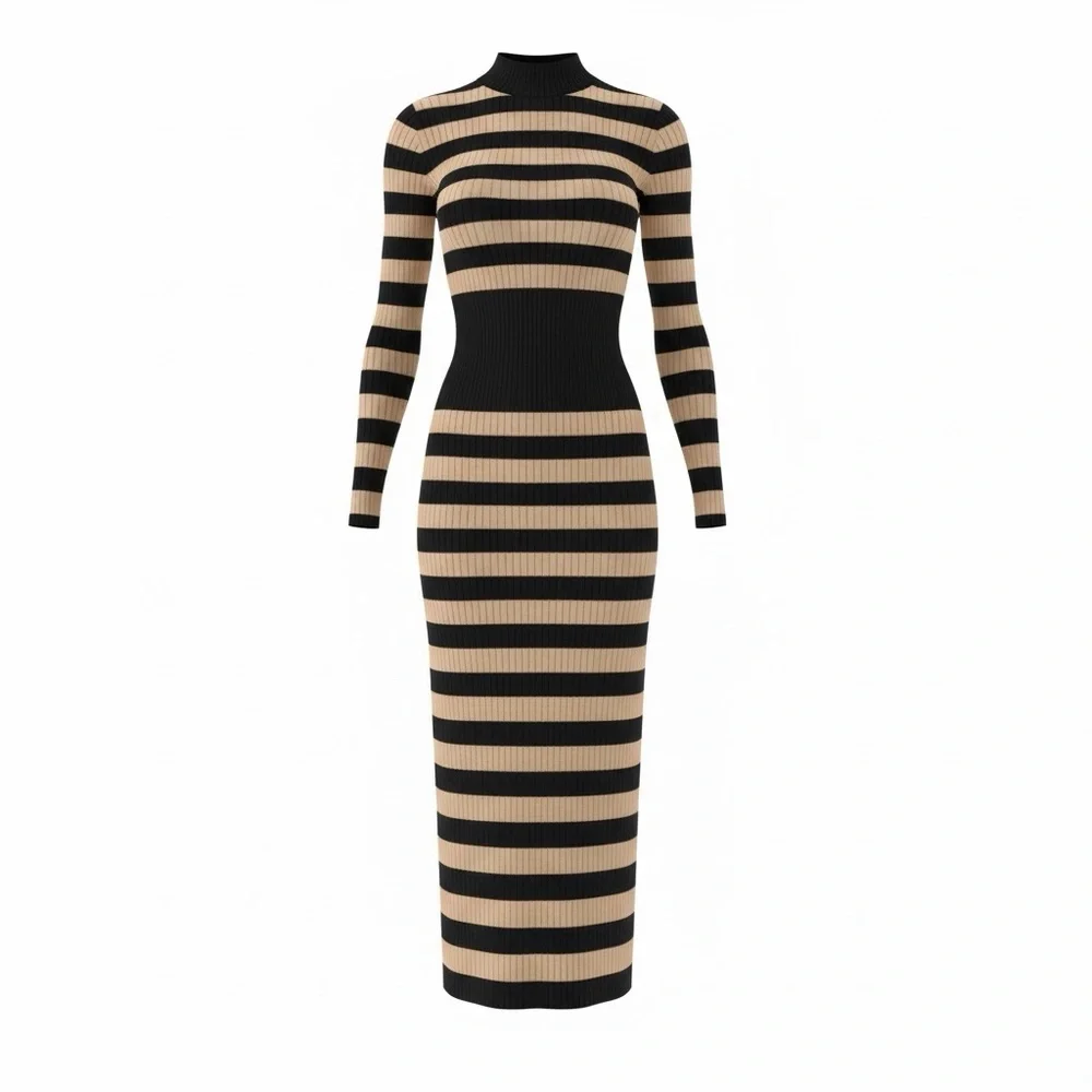 New York & Co.- Gabrielle Union collection - Elegant Striped Long Sleeve Dress - Picture 5 of 15